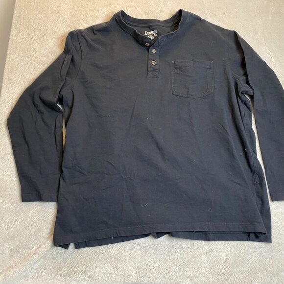 Duluth Mens Henley Shirt 2XL Black Longtail Relaxed Fit Cotton With Flaws Casual - Picture 15 of 15